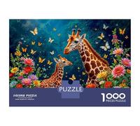 Rompecabezas para Adultos 1000 Rompecabezas Giraffe Family in Garden Rompecabezas para Adultos Juego Familiar Decoración De Pared Oferta como Regalos para Toda La Familia 38x26cm/1000pcs
