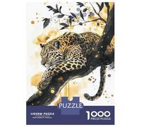 Rompecabezas para Adultos 1000 Rompecabezas Golden Leopard Watercolor Rompecabezas para Adultos Juego Familiar Decoración De Pared Oferta como Regalos para Toda La Familia 52x38cm/1000pcs