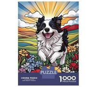 Rompecabezas para Adultos 1000 Rompecabezas Happy Border Collie in Field Rompecabezas para Adultos Juego Familiar Decoración De Pared Oferta como Regalos para Toda La Familia 38x26cm/1000pcs