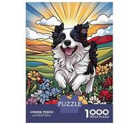 Rompecabezas para Adultos 1000 Rompecabezas Happy Border Collie in Field Rompecabezas para Adultos Juguete Decoración De Pared Aliviador De Estrés Regalos Y Cumpleaños Únicos 52x38cm/1000pcs