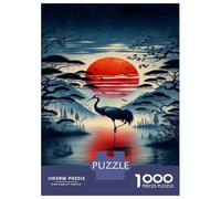 Rompecabezas para Adultos 1000 Rompecabezas Japanese Crane Sunset Art Print Rompecabezas para Adultos Juego Práctico para La Diversión Familiar Regalos Y Cumpleaños Únicos 70x50cm/1000pcs
