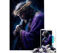 Rompecabezas para Adultos 1000 Rompecabezas Jesús Cargando la Cruz Desafío Educativo Arte Mural Juego práctico para Mayores de 14 años Juego de Rompecabezas ofrecido (38x52cm)