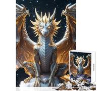 Rompecabezas para Adultos 1000 Rompecabezas Libra Zodiaco Blanco u Dragón Dorado Decoración del hogar Juguetes Regalos de cumpleaños Juegos educativos Entrena tu Cerebro y Tus Manos tamaño 50x75cm