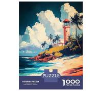 Rompecabezas para Adultos 1000 Rompecabezas Lighthouse Beach Art Rompecabezas para Adultos Juegos De Relajación Corte De Precisión Regalos Y Cumpleaños Únicos 38x26cm/1000pcs
