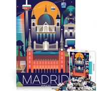 Rompecabezas para Adultos 1000 Rompecabezas Madrid España Viajes Arte Juegos Divertidos Entrena tu Cerebro y Tus Manos Fortalece el Amor Entre Parejas 38x26cm