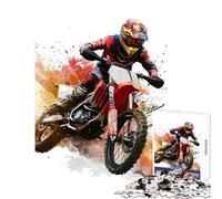 Rompecabezas para Adultos 1000 Rompecabezas Motocross Rider en acción Juguete Educativo Regalo para cumpleaños Juegos educativos Entrena tu Cerebro y Tus Manos Tamaño 38x26cm