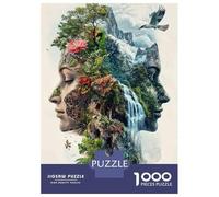 Rompecabezas para Adultos 1000 Rompecabezas Nature's Harmony A Woman'S Profile with Lush Greenery and Waterfall Rompecabezas para Adultos Juego Práctico para La Diversión Familiar Regalos Y Cumpleaño