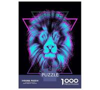 Rompecabezas para Adultos 1000 Rompecabezas Neon Lion Wall Art Print Rompecabezas para Adultos Juego Familiar Patrón De Ensamblaje Regalos Y Cumpleaños Únicos 52x38cm/1000pcs