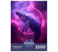 Rompecabezas para Adultos 1000 Rompecabezas Neon Whale in The Space Rompecabezas para Adultos Juego Familiar Decoración De Pared Oferta como Regalos para Toda La Familia 52x38cm/1000pcs