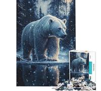Rompecabezas para adultos 1000 rompecabezas Oso polar en un país de las maravillas invernal Desafío educativo Arte mural Juego práctico para mayores de 14 años Juego de rompecabezas ofrecido (50x75cm)