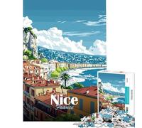 Rompecabezas para Adultos 1000 Rompecabezas Paisaje Urbano de Niza Francia Actividades Divertidas para Hacer en casa Juegos Familiares antiestrés para Mayores de 14 años (38x52cm)