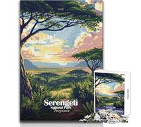Rompecabezas para Adultos 1000 Rompecabezas Parque Nacional Serengeti Tanzania Arte Juegos educativos Vacaciones en casa Matar el Tiempo Regalos de cumpleaños Tamaño 50x75cm