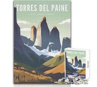 Rompecabezas para Adultos 1000 Rompecabezas Parque Nacional Torres del Paine Juego de desafío único Regalo para Mejorar la Memoria para cumpleaños Tamaño 50x75cm