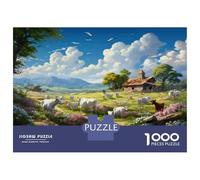 Rompecabezas para Adultos 1000 Rompecabezas Pastoral Scene with Cows and Flowers Rompecabezas para Adultos Juego Familiar Decoración De Pared Oferta como Regalos para Toda La Familia 38x26cm/1000pcs