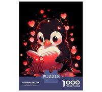 Rompecabezas para Adultos 1000 Rompecabezas Penguin Hearts Books Rompecabezas para Adultos Juguetes Antiestrés Mejora La Memoria Ayuda A Ejercitar El Cerebro 38x26cm/1000pcs