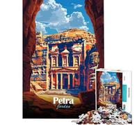Rompecabezas para Adultos 1000 Rompecabezas Petra Jordania Póster de Viaje Juegos relajantes Desafío de Inteligencia Cerebral Juguetes adictivos Regalo Divertido Desafío difícil (tamaño 50x75cm)