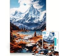 Rompecabezas para Adultos 1000 Rompecabezas Picos de otoño Esplendor Borde Limpio Juego de lógica Rompecabezas Juego Lento Divertido Escena navideña Arte (38x52cm)