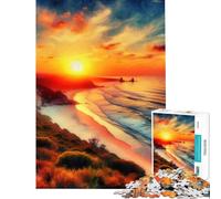 Rompecabezas para Adultos 1000 Rompecabezas Pintura Playa V Desafío Educativo Arte Mural Juego práctico para Mayores de 14 años Juego de Rompecabezas ofrecido (38x52cm)