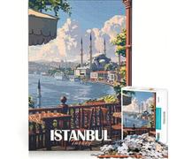 Rompecabezas para Adultos, 1000 Rompecabezas, póster de Viaje a Estambul, Juguetes antiestrés, relajación Intelectual, para cumpleaños, Navidad 38x26cm