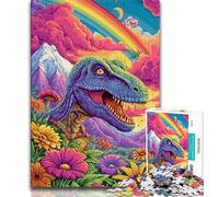 Rompecabezas para Adultos: 1000 Rompecabezas psicodélicos de Dinosaurios, Ideal para aliviar el estrés, Ideal para Decorar tu Escritorio (tamaño 75x50cm)