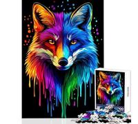 Rompecabezas para Adultos 1000 Rompecabezas Rainbow Fox Pop Art Fox Co Juguetes antiestrés Gran Regalo para Juegos Juego práctico Ayuda al Cerebro a ejercitar Tamaño 38x26cm