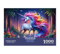 Rompecabezas para Adultos 1000 Rompecabezas Rainbow Unicorn Fantasy Forest-1 Rompecabezas para Adultos Juegos De Relajación Corte De Precisión Regalos Y Cumpleaños Únicos 38x26cm/1000pcs