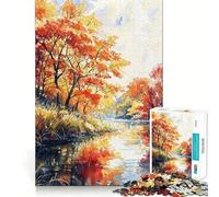 Rompecabezas para Adultos 1000 Rompecabezas Reflejos de otoño Bordes limpios Juego de lógica Rompecabezas Juego Lento Divertido Escena navideña Arte (38x26cm)
