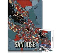Rompecabezas para Adultos 1000 Rompecabezas San José Mapa Retro de la Ciudad Juego desafiante Juguetes Aprendizaje Educativo Arte Obra Regalo Tamaño 38x26cm