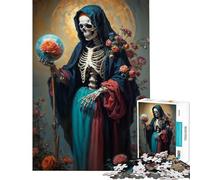 Rompecabezas para Adultos 1000 Rompecabezas Santa Muerte con Globo Rosa Actividades Divertidas en casa para divertirse en Familia Juego práctico para Mayores de 14 años (38x26cm)