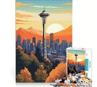 Rompecabezas para Adultos 1000 Rompecabezas Seattle Washington Juguetes antiestrés Corte de precisión Toda la Familia 50x75cm