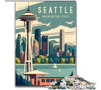 Rompecabezas para Adultos 1000 Rompecabezas Seattle Washington Viaje, para Mayores de 14 años para diversión Familiar y Noche de Juegos Colección de Artistas, Bellas Artes 26x38cm