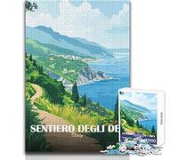 Rompecabezas para Adultos 1000 Rompecabezas Sentiero Degli Dei, Italia Póster de Viaje Juegos educativos Vacaciones en casa Matar el Tiempo Regalos de cumpleaños Tamaño 38x26cm