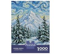 Rompecabezas para Adultos 1000 Rompecabezas Snowy Mountain Landscape Painting Rompecabezas para Adultos Juguete Decoración De Pared Aliviador De Estrés Regalos Y Cumpleaños Únicos 52x38cm/1000pcs