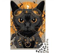 Rompecabezas para Adultos 1000 Rompecabezas Steampunk Cat Art Print-2 Rompecabezas para Adultos Juego Familiar Patrón De Ensamblaje Regalos Y Cumpleaños Únicos 70x50cm/1000pcs
