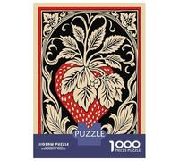 Rompecabezas Para Adultos 1000 Rompecabezas Strawberry Floral Art Nouveau Illustration Rompecabezas Para Adultos Juguete Decoración De Pared Aliviador De Estrés Regalos Y Cumpleaños Únicos 52x38cm/100