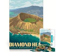 Rompecabezas para Adultos 1000 Rompecabezas Viaje a Diamond Head Juego de Ajuste Exacto Acertijo Regalo de ingenio Tiempo de diversión Tranquilo Regalo de Arte navideño (50x75cm)