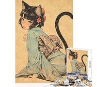 Rompecabezas para Adultos 1000 Rompecabezas Vintage Gato niña Bloques de Madera Juguetes antiestrés Gran Regalo para Juegos Juego práctico Ayuda a ejercitar el Cerebro tamaño 50x75cm