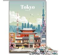 Rompecabezas para Adultos 1000 Rompecabezas Visitando Tokio, para Mayores de 14 años para diversión Familiar y Noche de Juegos Colección de Artistas, Bellas Artes 26x38cm