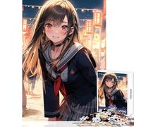 Rompecabezas para Adultos 1000 Rompecabezas Waifu Chica en Uniforme Juguetes antiestrés Gran Regalo para Juegos Juego práctico Ayuda al Cerebro Ejercicio tamaño 38x26cm