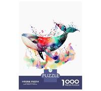 Rompecabezas para Adultos 1000 Rompecabezas Watercolor Whale Jumping Rompecabezas para Adultos Juego Familiar Decoración De Pared Oferta como Regalos para Toda La Familia 52x38cm/1000pcs