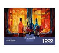 Rompecabezas para Adultos 1000 Rompecabezas Wine Bottles Stained Glass Window Rompecabezas para Adultos Juego Familiar Decoración De Pared Oferta como Regalos para Toda La Familia 70x50cm/1000pcs
