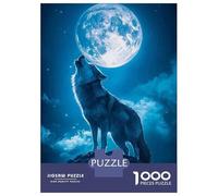 Rompecabezas para Adultos 1000 Rompecabezas Wolf Howling at The Moon Rompecabezas para Adultos Juego Práctico para La Diversión Familiar Regalos Y Cumpleaños Únicos 52x38cm/1000pcs