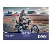Rompecabezas para Adultos 1000 Rompecabezas Zebra Riding Motorcycle in Desert Rompecabezas para Adultos Juego Familiar Decoración De Pared Oferta como Regalos para Toda La Familia 70x50cm/1000pcs