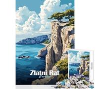 Rompecabezas para Adultos 1000 Rompecabezas Zlatni Rat Croacia acantilado Juguetes antiestrés Gran Regalo para Juegos Juego práctico Ayuda al Cerebro Ejercicio tamaño 38x26cm