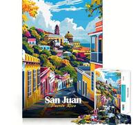 Rompecabezas para Adultos 1000 San Juan,Puerto Rico Paisaje Urbano Arte de Borde Premium Juguete de Habilidades cognitivas Juego Casual Juego de cumpleaños Divertido (50x75cm)