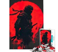 Rompecabezas para Adultos 1000 Silueta de un Ninja con Luna Roja Juego Imposible Juguetes Juegos Educativos Regalos para Cumpleaños Actividades Familiares Tamaño 75x50cm