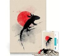 Rompecabezas para Adultos,1000 Siluetas de ajolotes con Sol Rojo,Corte, Juguete Divertido para ejercitar la Mente,Juego Tranquilo,Regalo Divertido de cumpleaños (38x26cm)