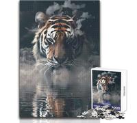 Rompecabezas para Adultos 1000 Smoky Tiger Beast Ideal para Momentos de Tranquilidad y relajación Corte Uniforme Limpio Juguete de Ocio Tamaño 50x75cm