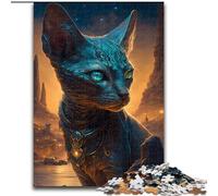 Rompecabezas para Adultos 1000 Sphynx Cat Myth de Madera, Juguetes de Regalo educativos, intelectuales, descompresores, Divertidos Juegos Familiares de 50x75cm para Juegos interactivos Familiares