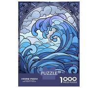Rompecabezas para Adultos 1000 Stained Glass Wave Art Rompecabezas para Adultos Juego De Ingenio Análisis Y Lógica Desafiante De Completar 52x38cm/1000pcs
